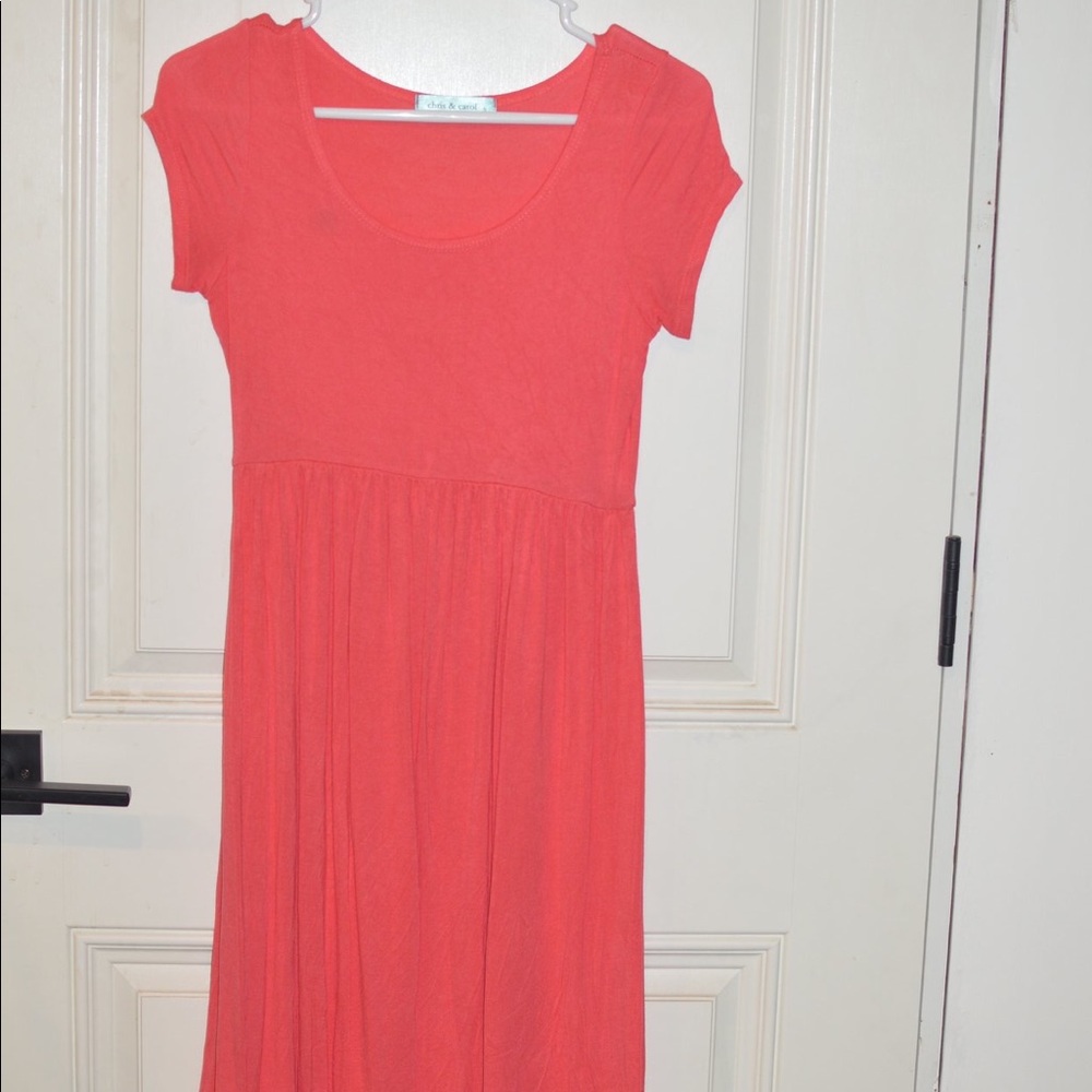 Coral short sleeve dress